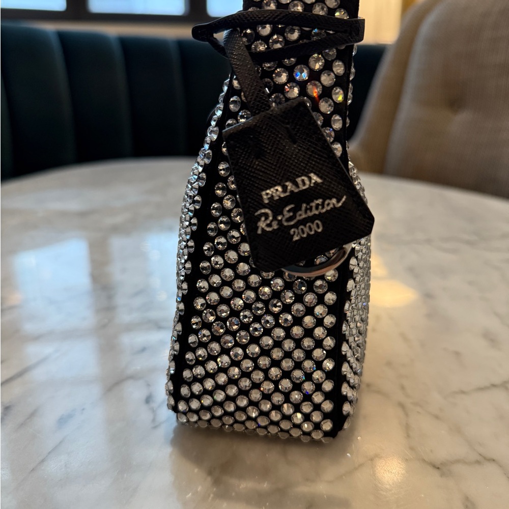 PRADA Satin Crystal Mini Re-Edition 2000 Bag Cristal - Picture 8 of 15